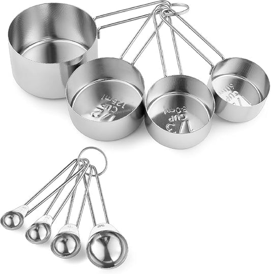 8PCS Measuring Cups, OHOLA Stainless Steel Measuring Cups and Spoons Set, Great for Cooking and Baking by Ohola+KITCHEN+SUPPLIES