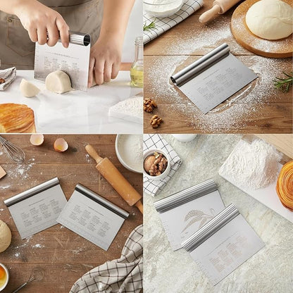BOORIKA Dough Scraper & Bench Scraper Kitchen – Stainless Steel Sourdough Tools – Dough Cutter for Sourdough Bread, Pizza, and Flat Top Griddles – Chef Approved (Silver) - Image 3