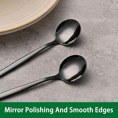 5.1 Inch Coffee & Tea Spoons,6-Piece Black Stainless Steel Dessert Spoons For Cafe,Black Espresso Spoon,Cute Small Demitasse Spoon - Image 4