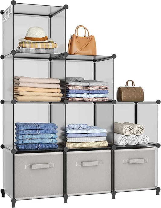 HOMIDEC Closet Organizers and Storage, 9 Cube Storage Organizer, Portable Closet Organizer Storage Cubes Shelves, Grey by DecorateYourHome