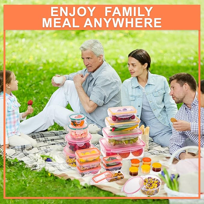 38 Pcs Large Food storage containers-85 oz to Small Container Stackable Kitchen storage bowls sets-BPA Free Leak proof Plastic food Storage Containers with lids airtight-Microwave freezer safe - Image 6