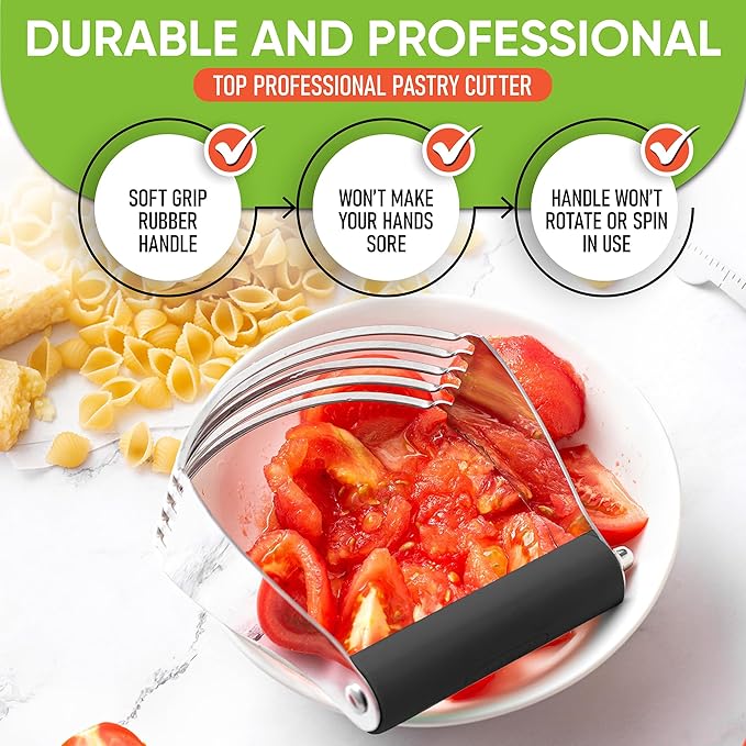 Spring Chef Dough Blender, Top Professional Pastry Cutter with Heavy Duty Stainless Steel Blades, Large Size, Black - Image 5