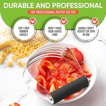 Spring Chef Dough Blender, Top Professional Pastry Cutter with Heavy Duty Stainless Steel Blades, Large Size, Black - Image 5
