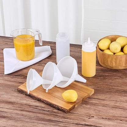 Restaurantware-Met Lux Plastic Funnel Set, 1 Pouring Tool Set - Includes 8,12, and 16-oz Funnel, 3-piece Pouring Tools, Wide Spout, For Transferring Ingredients - Image 6