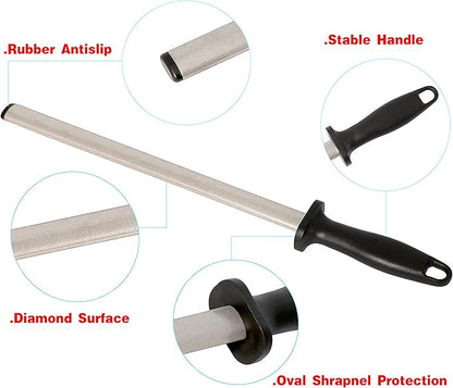 Kota Japan 12 in. Diamond Carbon Steel Professional Knife Sharpener Rod | Kitchen, Home or Hunting | Master Chef, Hunter or Home Gourmet Blade Sharpening Rod or Stick - Image 4