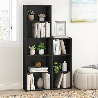 Furinno LUDER Book Shelf, 5-Tier Bookshelf, Bookcase with Open Shelves, 9.4 x 15.8 x 52, Easy Assembly, for Living Room, Bedroom, Home Office, Blackwood - Image 2
