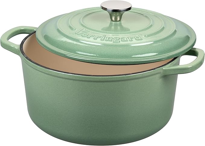 VORRINGARD Enameled Cast Iron Dutch Oven Pot with Lid, for Sourdough Bread Baking, Round Dutch Ovens, 4.5 Quart, Sage Green - Image 4