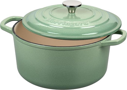 VORRINGARD Enameled Cast Iron Dutch Oven Pot with Lid, for Sourdough Bread Baking, Round Dutch Ovens, 6 Quart, Sage green - Image 4