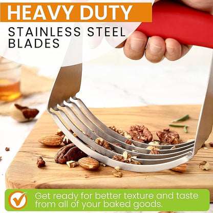 Spring Chef Red XL Size Dough Blender Tool For Baking, Heavy Duty Pastry Blender Tool for Easy Mixing, Stainless Steel Pastry Cutter with Sharp Blades, Dishwasher Safe Dough Mixer - Image 4