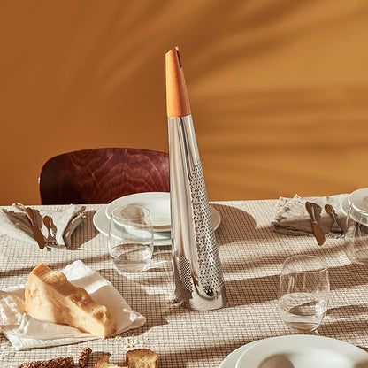 Alessi "Todo" Giant Cheese And Nutmeg Grater in Steel And Wood, Silver