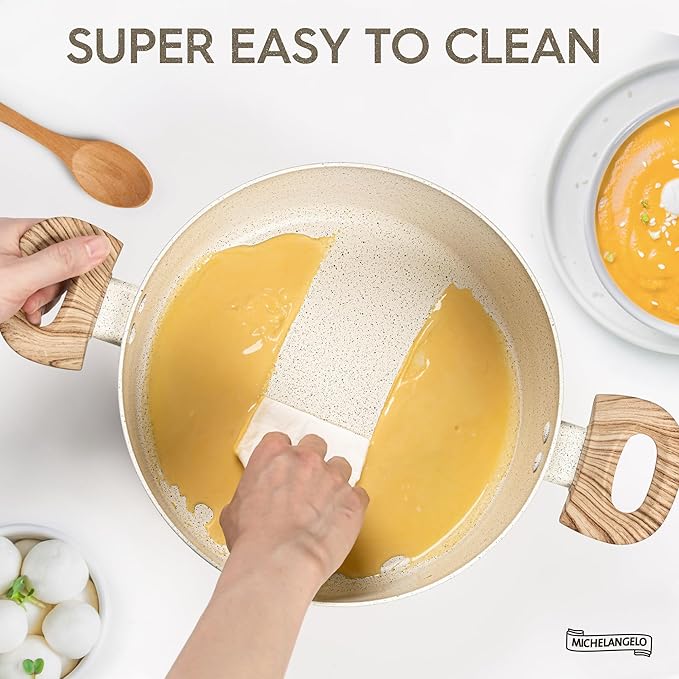 MICHELANGELO 6 Quart Stock Pot with Lid - Non Stick Cooking Pot for All Stovetops, Easy to Clean Soup Pot with Cool-Touch Handles, PFOA & PFOS Free - Image 5