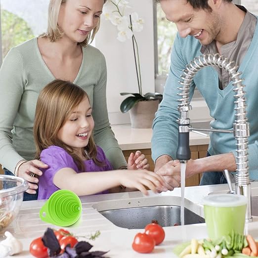 Funnels for Kitchen Use, Food Grade Silicone Collapsible Kitchen Funnel (Green) - Image 4