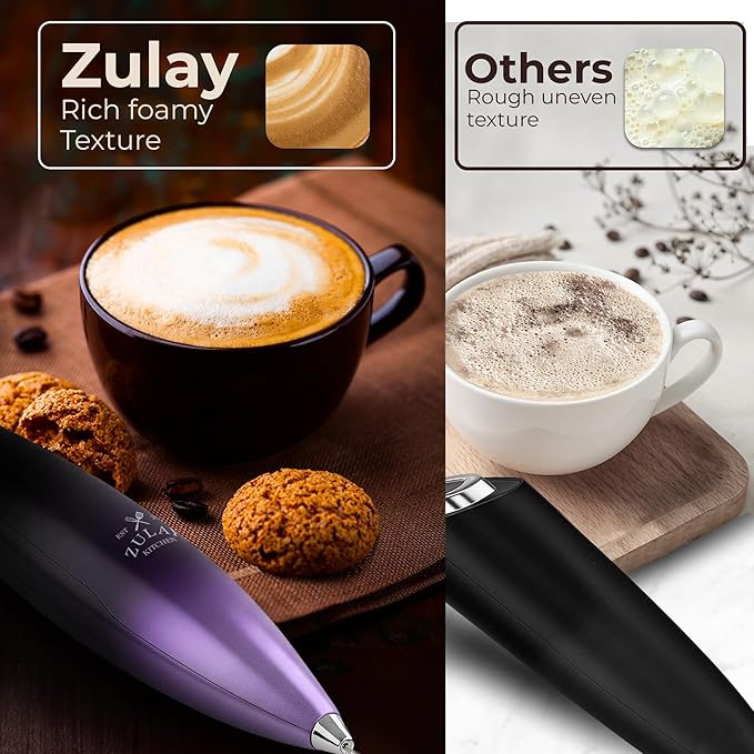 Zulay Kitchen Patented Tornado Triple Whisk Milk Frother with 4 Duracell Batteries – Handheld Foam Maker for Coffee, Lattes, Matcha & Hot Chocolate – Rich, Creamy Froth in Seconds - Galaxy - Image 6