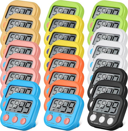 Weewooday 24 Pcs Digital Kitchen Timer Magnetic Timer Bulk On/Off Switch Minute Second Count up Countdown Loud Alarm for Exercise Cook Baking (Multicolor) by Weewooday