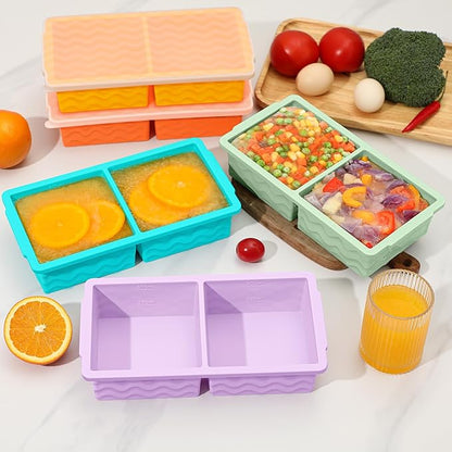 2-Pack Silicone Freezer Trays with Lid, 2 Large 2-Cup(500ml) & 6 Small 1/2-Cup(125ml) Soup Freezer Container Molds, Ice Cube Tray For Meal Prep & Freezing Soup, Stews, Sauces, Oven & Dishwasher-Safe - Image 9