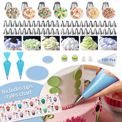 Cake Decorating Supplies,493 PCS Cake Decorating Kit 3 Packs Springform Cake Pans, Cake Rotating Turntable,48 Piping Icing Tips,7 Russian Nozzles, Baking Supplies,Cupcake Decorating Kit, Multicolor - Image 3