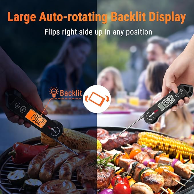 TempPro TP19H Waterproof Digital Meat Thermometer with Ambidextrous Backlit and Motion Sensing Cooking Food Thermometer for BBQ Grill Smoker Oil Fry Candy Thermometer (Previously ThermoPro) - Image 3