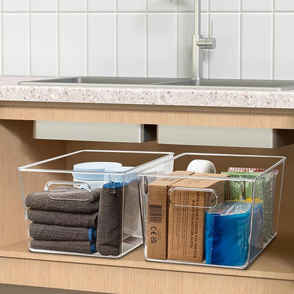 Tiawudi Set of 10 Clear Plastic Storage Bins, 4 Large and 6 Small Stackable Storage Containers for Pantry Organization, Organizer Bins for Home, Kitchen, Bathroom, Office, Cabinet Shelf Organizers - Image 7