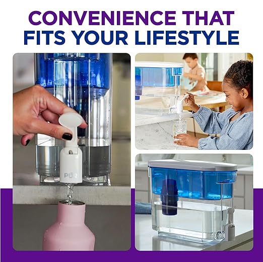 PUR 30-Cup Countertop Water Filter Dispenser, 1 Genuine PUR Filter, 2-in-1 Powerful Filtration, Lasts 2 Months or 40 Gallons, Dishwasher Safe, White/Blue (DS1800Z) - Image 5