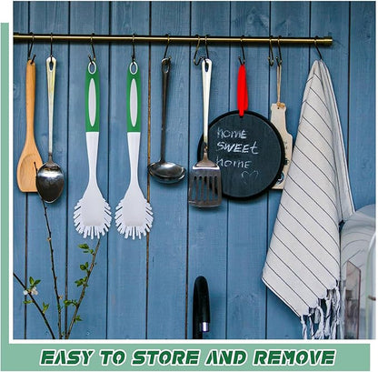 Hsei 30 Pcs Kitchen Scrub Dish Brush Bulk with 11 Inch Handle Cleaning Dish Scrubber with Stiff Bristles Washing Scrub Brushes for Housekeeping for Pots and Pans, Kitchen Sink (Green) - Image 4