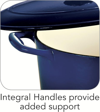 Tramontina Enameled Cast Iron Oval Dutch Oven Pot with Lid, Large 5.5-quart, Blue - Image 4