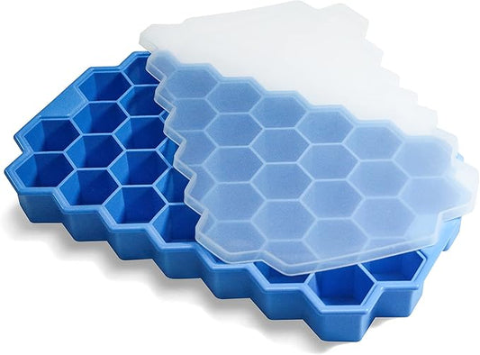 Ice Cube Trays for Freezer with Lid-37 Grid Silicone for Small Ice Cube Molds,Easy-Release Reusable in Organizer Bins or Ice Bucket for Cocktail bar or Iced Coffee Cup by BIDFUL