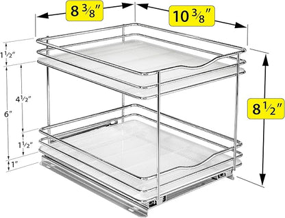 LYNK PROFESSIONAL® Pull Out Spice Organization for Cabinets - 8-3/8 inch Wide – Spice Rack for Inside Cabinets, Slide Out Spice Rack Organizer for cabinet – Pull Out Spice Rack, Sliding 2 Tier Chrome - Image 5