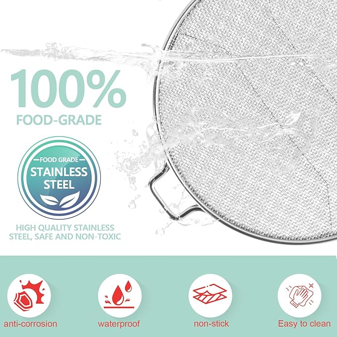 2 Packs Splatter Shield for Ninja IG651 IG600 IG601 Foodi Air Fryer Accessories, Splash Guard Replacement for Ninja Foodi Smart XL Pro 7-in-1 Indoor Grill, Stainless Steel Mesh Screen