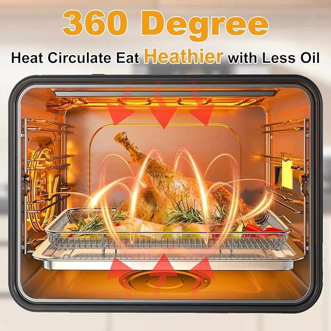 2 Pack Air Fryer Basket for Oven, Large Air Fryer Basket and Tray Stainless Steel Oven Air Fryer Pan Rack for Cooking Baking and Broiling,15.7"x11.8" & 12.8"x9.6"
