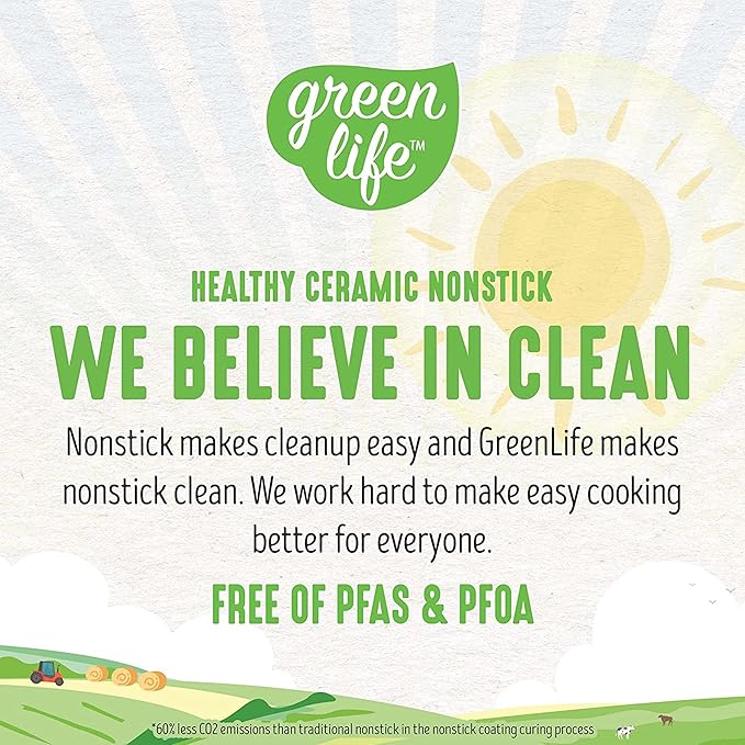 GreenLife Soft Grip Diamond Sandstone Healthy Ceramic Nonstick, 2QT Saucepan Pot with Lid, PFAS-Free, Dishwasher Safe, Turquoise and Cream - Image 3