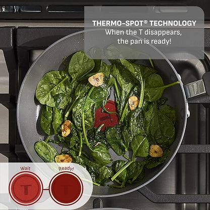 T-Fal Ultimate Hard Anodized Nonstick 13 Piece Cookware Set, Oven Safe Up to 400°F, Pots and Pans Set, Includes Frying Pans, Saucepan, Stockpot, Cooking Utensils, Stone - Image 5