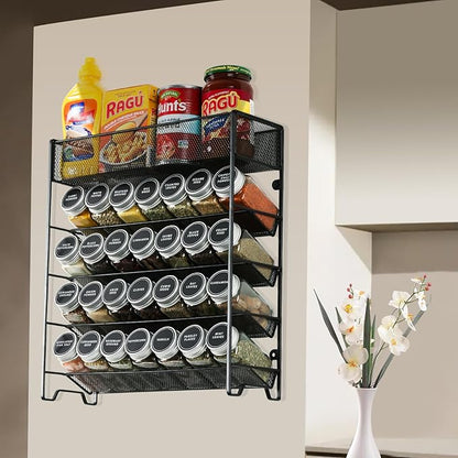 Skiileor Spice Rack Organizer with 28 Empty Spice Jars,Spice Labels,Chalk pen and Funnel Complete Set,Space-Saving for Countertop, Cabinet or Wall Mount - Image 6