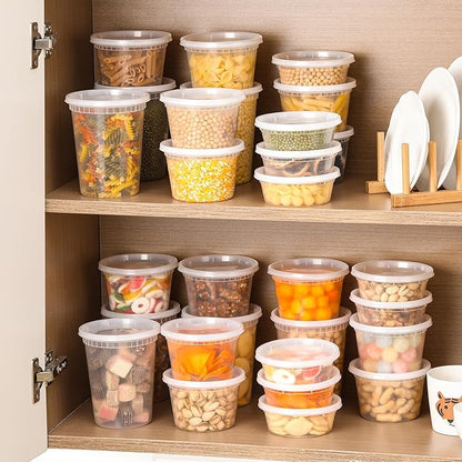 AOZITA 24 Sets Plastic Deli Food Containers With Lids, 8 oz 16oz 32oz Variety pack, Airtight Food Storage Containers, Freezer/Dishwasher/Microwave Safe, Soup Containers For Takeout Food Storage - Image 5