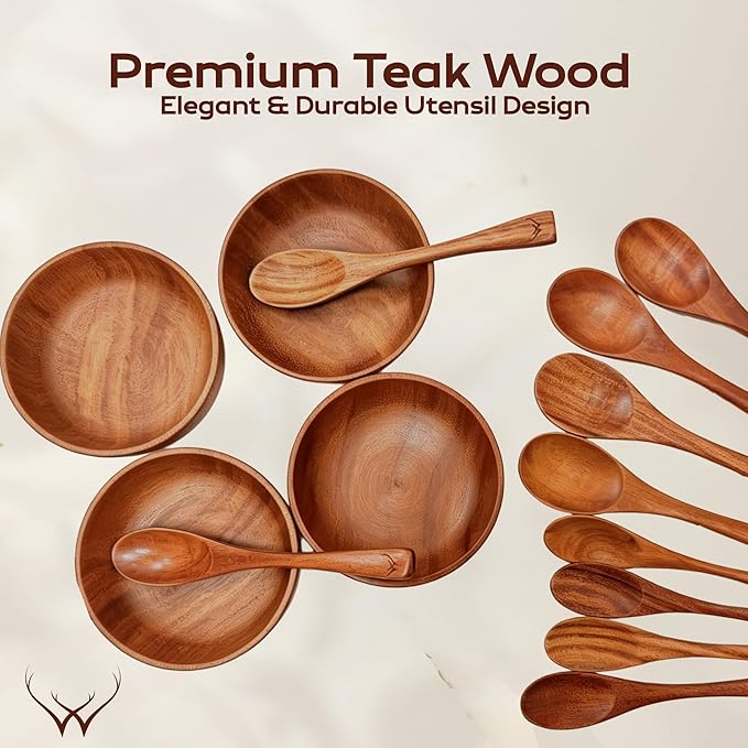 30 Pcs Teak Wooden Utensil Set – Premium Cooking Utensils Set, Natural Wooden Spoons for Cooking - Sturdy Kitchen Utensils & Cooking Spoons for Every Chef - Image 2
