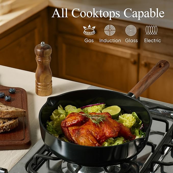 CAROTE 21pcs Cookware Set Nonstick Pots and Pans Set, Ceramic Cookware Set Induction Cookware, Non toxic Healthy Non Stick Kitchen Cooking Set, PFAS PTFE Free, Black - Image 7