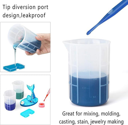 Gartful 300ml Mixing Cups for Epoxy Resin, 4PCS Extra Large Silicone Measuring Cups, Reusable, Durable Pour Tool for Casting Molds, Making Stain Jewelry & Cup, Acrylic Paint Pouring, DIY, Art, Craft