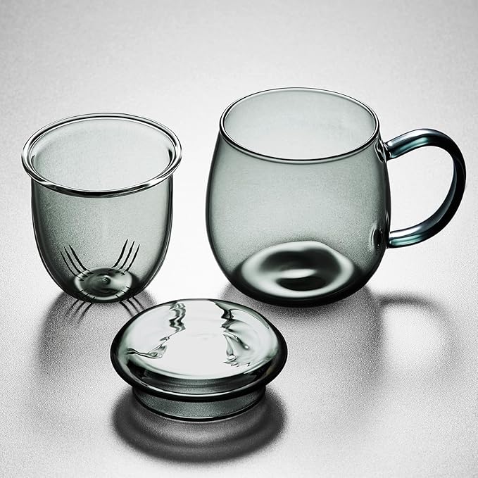 Glass Tea Cup with Infuser and Lid, 17.6oz/520ml Large Borosilicate Teacup, Clear Mug for Loose Leaf Tea, Blooming Tea, Tea Bags - Perfect Christmas or Birthday Gift for Men. - Image 6