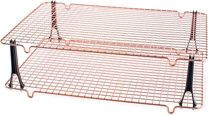 Nordic Ware Stackable Cooling 2 Copper Racks Plus 4 Snap-On Legs, 16.875 in × 11.5 in × 0.75 in