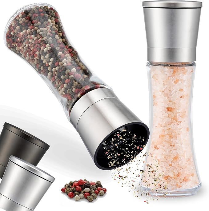ZOLMER® Premium Stainless Steel Salt and Pepper Grinder Set manual | Adjustable Ceramic Grinder for Salt and Pepper, Chili and more - Big Silver [No Spices Included]