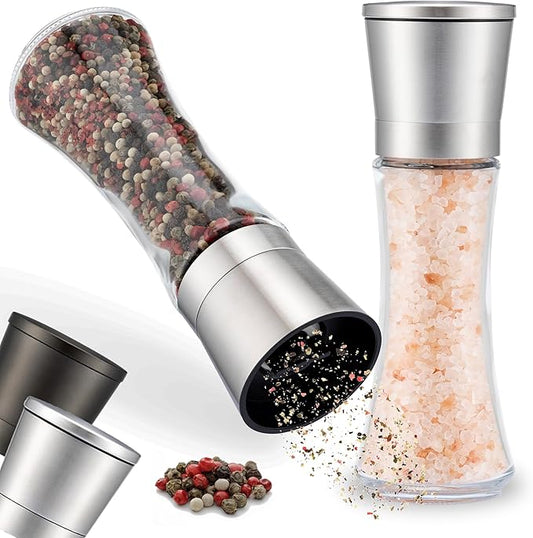 ZOLMER® Premium Stainless Steel Salt and Pepper Grinder Set manual | Adjustable Ceramic Grinder for Salt and Pepper, Chili and more - Big Silver [No Spices Included]