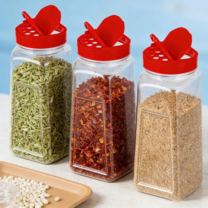 Yopay 8 Pack Large Spice Jar, 32oz Seasoning Shaker, Plastic Spice Container Bottle with Red Dual Shake Lid for Storing Herbs, Powders, General Use Storage Containers - Image 4