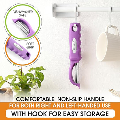 Spring Chef Premium Swivel Vegetable Peeler, Comfortable Handle and Ultra Sharp Stainless Steel Blades - Perfect Kitchen Peeler For Veggie, Fruit, Potato, Carrot, Apple - Orchid - Image 6