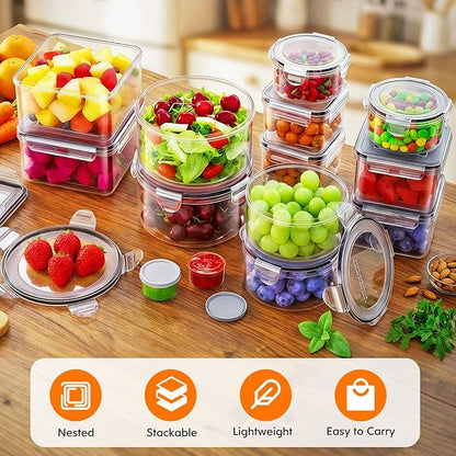 50 PCS Food Storage Containers with Lids (25 Containers & 25 Lids) - Reusable Plastic Food Containers for Kitchen Storage and Organization BPA-Free Leakproof Meal Prep Container with Labels & Pen - Image 8