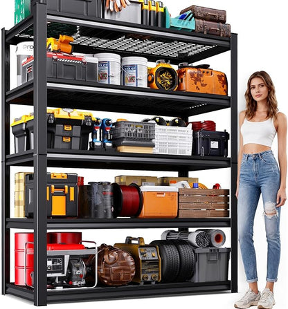 72"Hx59"Wx20"DGarage Shelving-2500 lbs 5 Tier Storage Shelves,Adjustable Heavy Duty Metal Shelving Unit and Storage Large Wire Rack,Utility Steel Shelf for Warehouse Industrial Pantry Basement