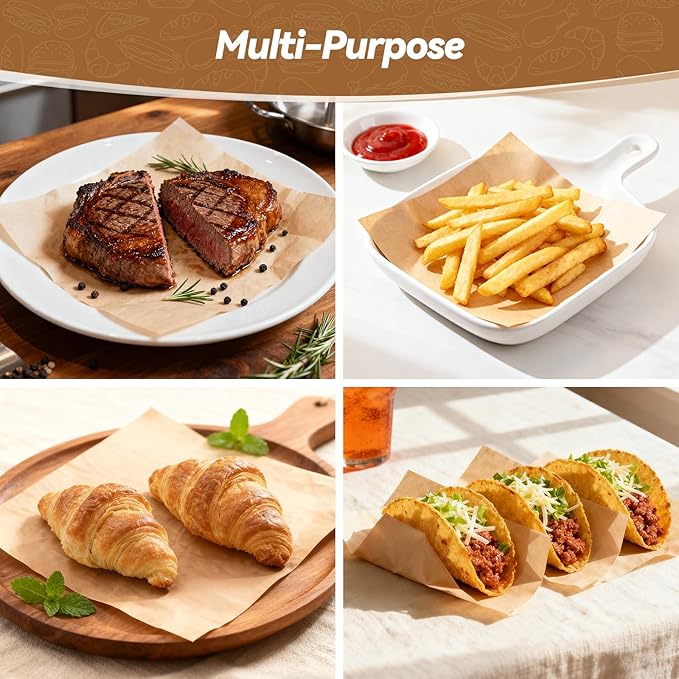360 Count 6"x 6" Heavy Duty Patty Paper Sheets for Separating Patty, No-Stick & No-Leak Unbleached Parchment Paper Squares, Pre-cut Burger Patty Paper for Oven, Air Fryer, Microwave - Image 7
