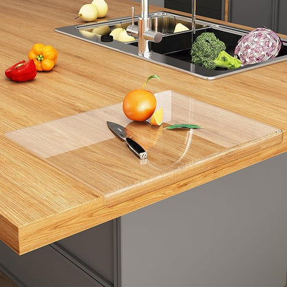 JJL Acrylic Cutting Board with Counter Lip, Anti-Slip, 36 x 24 Inches, Clear – Perfect for Cutting Bread, Meat, and Vegetables, Ideal Choice for Kitchen Countertop Décor