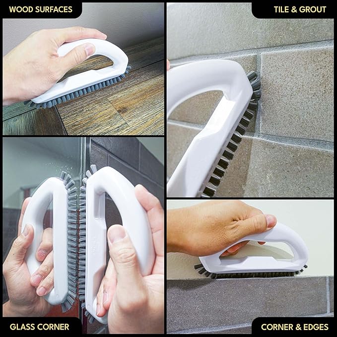 Grout Cleaning Brush Set (4 Pcs) Heavy Duty Hand Grout Scrub Brush & Detail Cleaning Brush Set for Baseboards,Floor, Corners, Shower, Bath Tub & Tiles - Image 8
