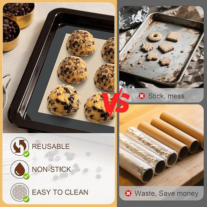 HOTEC Silicone Baking Mats 3 Pack – Thickened Non-Stick Reusable Silicone Baking Sheets for Oven – Cookie & Macaron Mats – 2 Half Sheet + 1 Quarter Sheet – BPA-Free, Dishwasher Safe - Image 7