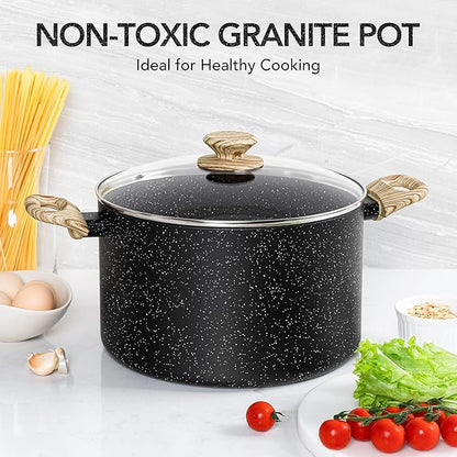 MICHELANGELO 8 Quart Stock Pot with Lid, Nonstick Cooking Pots, 8 Qt Soup Pot with Lid, Large Induction Pots for Cooking, Stockpot with Healthy Coating - Image 2