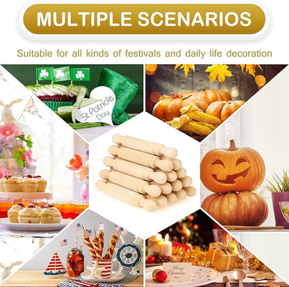 20 Pieces Mini Rolling Pin for Crafts 5.5 Inches Long Wooden Dough Roller Small Wooden Rolling Pins for Kids Children Home Kitchen Fondant Pastry Pizza Crafting Baking and Imaginative Play - Image 3